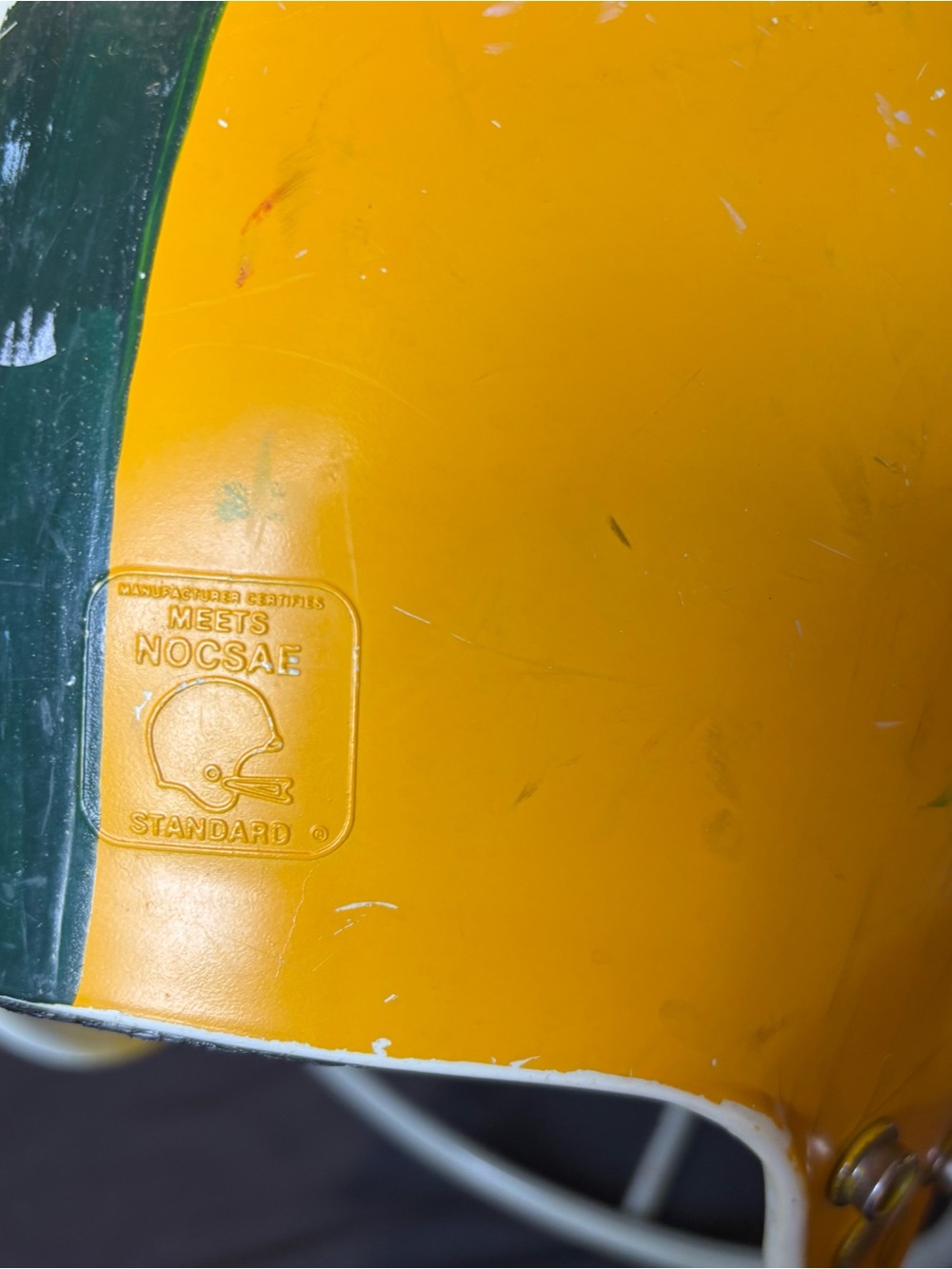 All-Star Youth Yellow Green Handpainted Football Helmet - Picture 5 of 8